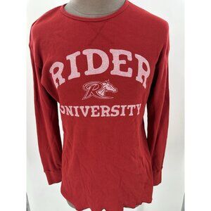 Rider University Broncs Men's Long Sleeve Red & White Thermal Tshirt Large